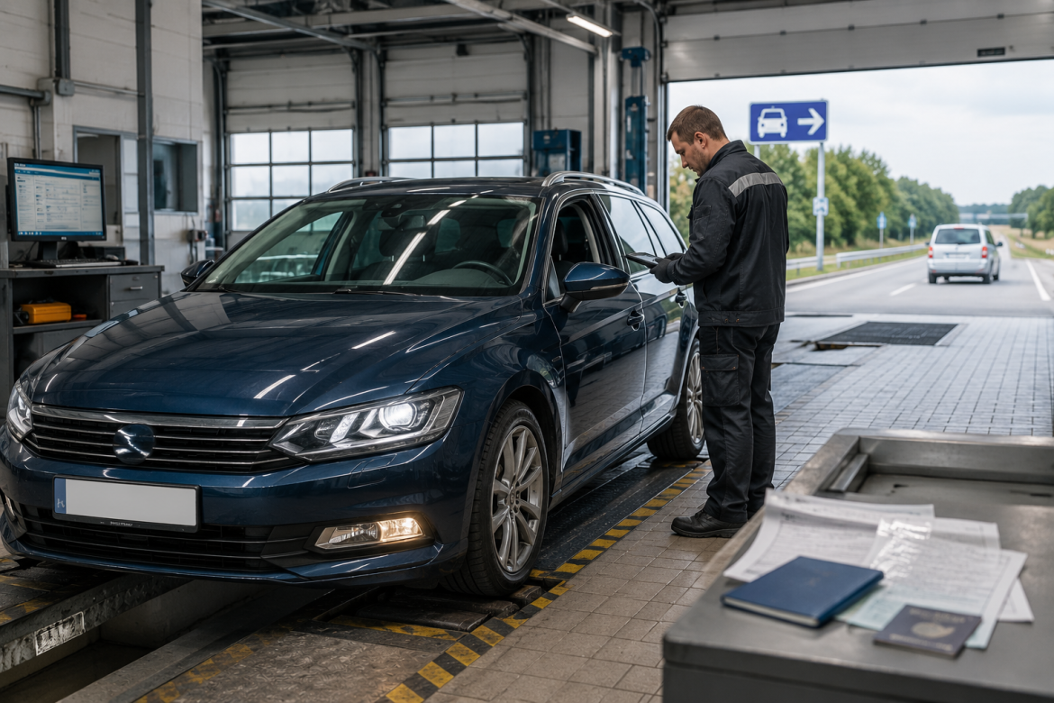 Механік проводить технічний огляд автомобіля перед міжнародною поїздкою та перевіряє його справність